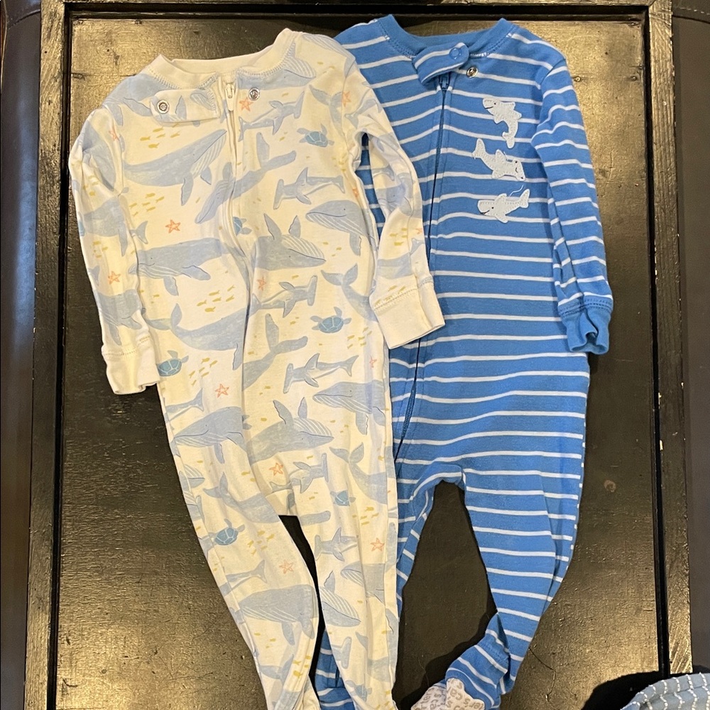 Blue and White Whale Print Kids One Piece Set
